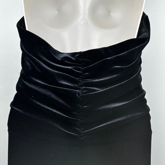 AB Studio Velvet Dress Baby Doll Halter Y2K Black Large Whimsygoth Whitchy - Picture 6 of 11